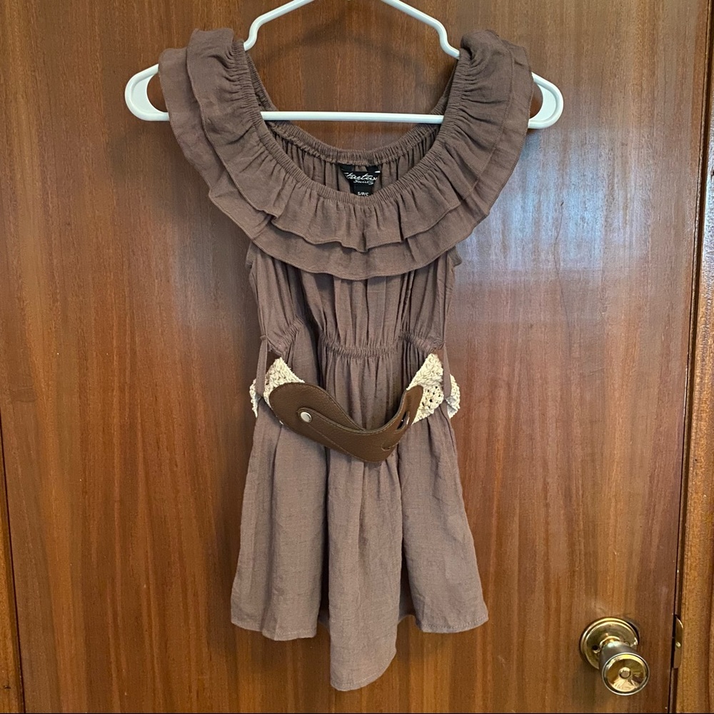 Urban Planet Brown Ruffle Top Belted Top